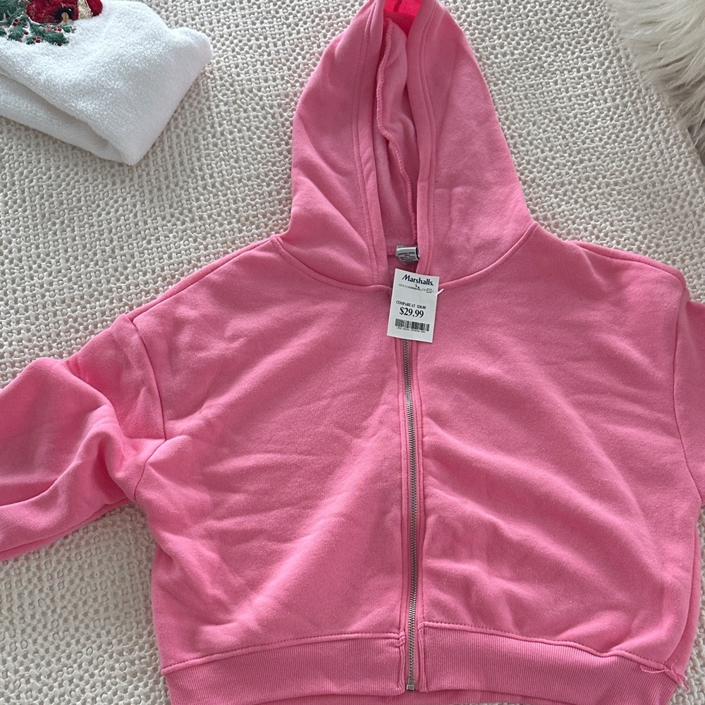 Bright Pink Zip-Up Hoodie